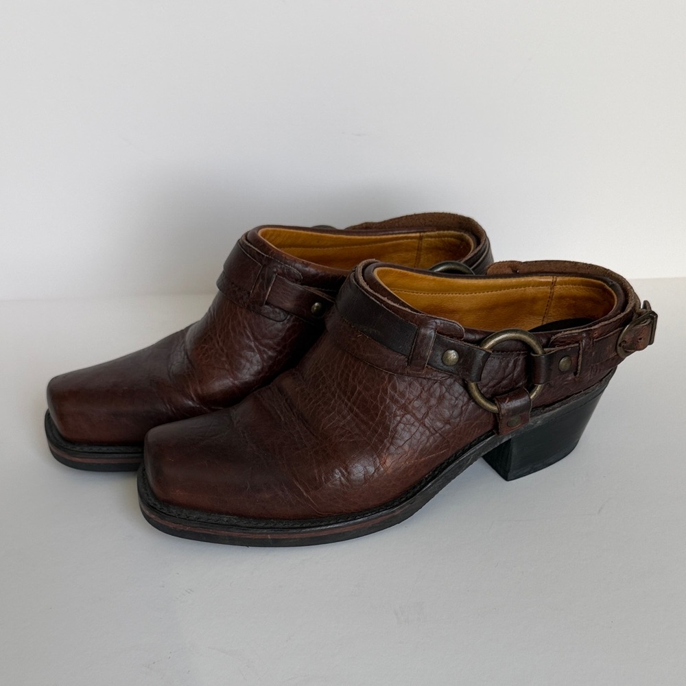 Frye Belted Harness Mules size 8 1/2